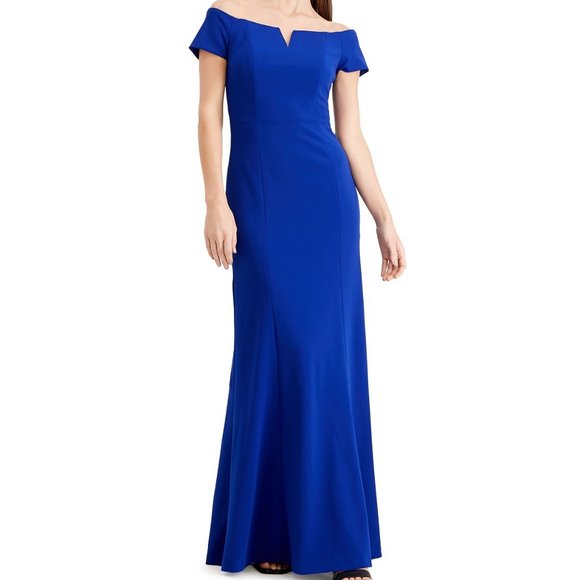 Calvin Klein Dresses & Skirts - Calvin Klein Blue Off-The-Shoulder Gown